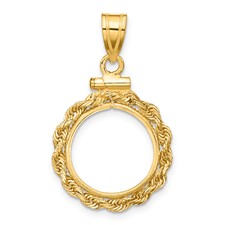 Image of Wideband Distinguished Coin Jewelry 10k Polished Rope 14.0mm x 1.1mm Screw Top Coin Bezel Pendant