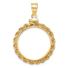 Image of Wideband Distinguished Coin Jewelry 10k Polished Rope 21.6mm x 1.7mm Screw Top Coin Bezel Pendant