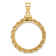 Image of Wideband Distinguished Coin Jewelry 10k Polished Rope 22.0mm x 1.9mm Screw Top Coin Bezel Pendant