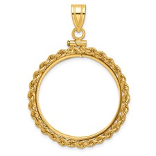 Image of Wideband Distinguished Coin Jewelry 10k Polished Rope 27.0mm x 2.35mm Screw Top Coin Bezel Pendant