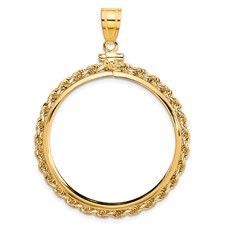 Image of Wideband Distinguished Coin Jewelry 10k Polished Rope 32.7mm x 3mm Screw Top Coin Bezel Pendant