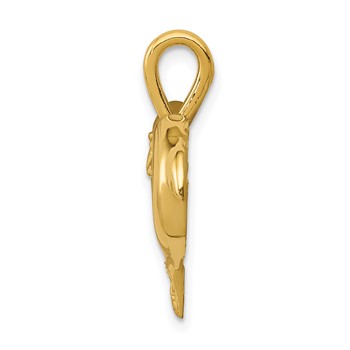 14k Satin and Polished Dolphin Heart Pendant — alternate view