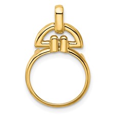 Image of Wideband Distinguished Coin Jewelry 14k Polished Rounded Motif 14.0mm Prong Coin Bezel Pendant