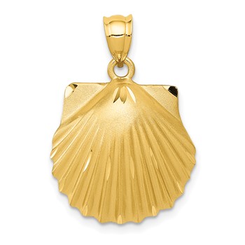 14k Diamond-cut Seashell Pendant