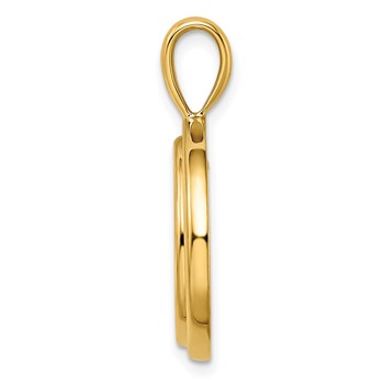 Wideband Distinguished Coin Jewelry 14k Polished Wide Concentric Circle 16.5mm Prong Coin Bezel Pendant — alternate view