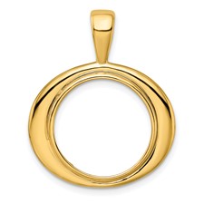 Image of Wideband Distinguished Coin Jewelry 14k Polished Wide Concentric Circle 16.5mm Prong Coin Bezel Pendant