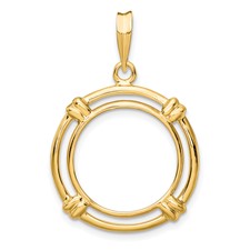 Image of Wideband Distinguished Coin Jewelry 14k Polished Double Spoke 16.5mm Prong Coin Bezel Pendant