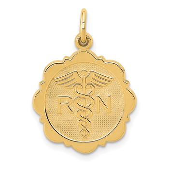 14k RN Registered Nurse Textured Back Disc Charm