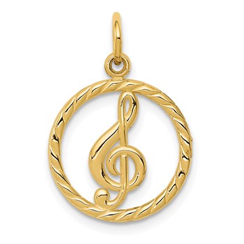 14k Treble Clef in Circle Charm