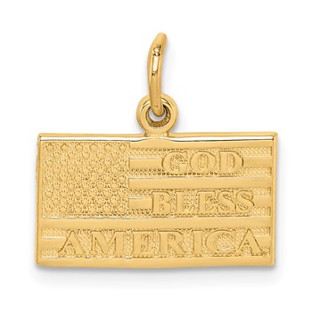 14k GOD BLESS AMERICA Flag Charm