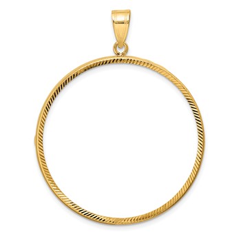 Wideband Distinguished Coin Jewelry 14k Polished and Diamond-cut 38.1mm Prong Coin Bezel Pendant