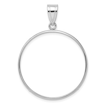 Wideband Distinguished Coin Jewelry 14k White Gold Polished 30.0mm Prong Coin Bezel Pendant