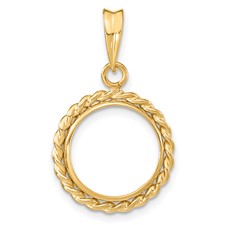 Image of Wideband Distinguished Coin Jewelry 14k Polished with Twisted Wire 13.0mm Prong Coin Bezel Pendant