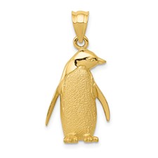 14K Yellow and White Gold Polished/Textured Penguin Pendant 14K Yellow and White Gold Polished/Textured Penguin Pendant