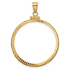 Image of Wideband Distinguished Coin Jewelry 14k Polished and Diamond-cut 32.0mm x 2.85mm Screw Top Coin Bezel Pendant