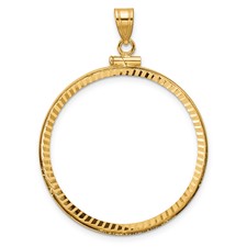 Image of Wideband Distinguished Coin Jewelry 14k Polished and Diamond-cut 32.7mm x 3.00mm Screw Top Coin Bezel Pendant