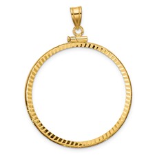 Image of Wideband Distinguished Coin Jewelry 14k Polished and Diamond-cut 34.2mm x 2.85mm Screw Top Coin Bezel Pendant