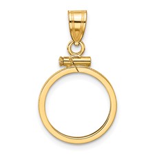 Image of Wideband Distinguished Coin Jewelry 10k Polished 15.0mm x 0.8mm Screw Top Coin Bezel Pendant