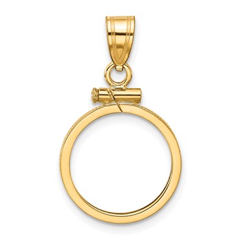 Wideband Distinguished Coin Jewelry 10k Polished 15.0mm x 0.8mm Screw Top Coin Bezel Pendant