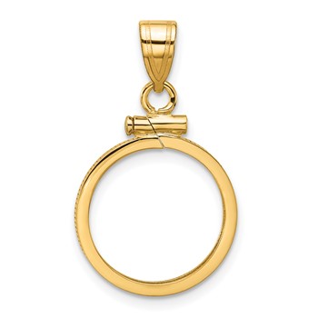 Wideband Distinguished Coin Jewelry 10k Polished 15.5mm x 1.1mm Screw Top Coin Bezel Pendant