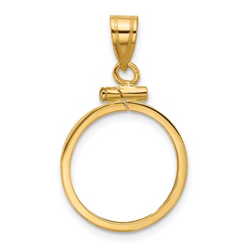 Wideband Distinguished Coin Jewelry 10k Polished 16.0mm x 1.35mm Screw Top Coin Bezel Pendant