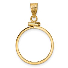 Image of Wideband Distinguished Coin Jewelry 10k Polished 19.0mm x 1.1mm Screw Top Coin Bezel Pendant