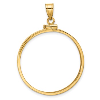Wideband Distinguished Coin Jewelry 14k Polished 30.0mm x 3.00mm Screw Top Coin Bezel Pendant