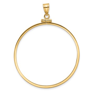 Wideband Distinguished Coin Jewelry 14k Polished 39.5mm x 1.1mm Screw Top Coin Bezel Pendant