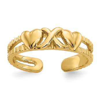 14k Hearts-and-X Toe Ring
