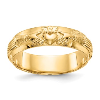 14k Mens Polished Claddagh Band