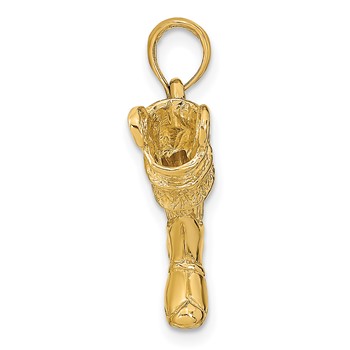 14k 3-D Large Firefighter Boot Pendant — alternate view