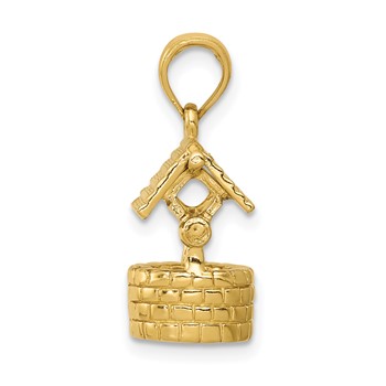 14k and White Rhodium Polished 3-D Moveable Wishing Well Charm — alternate view