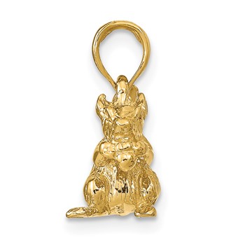 14k Solid 3-D Squirrel with Nut Charm — alternate view