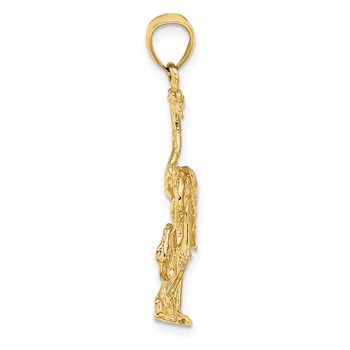 14k Solid Polished 3-Dimensional Double Flamingo Charm — alternate view