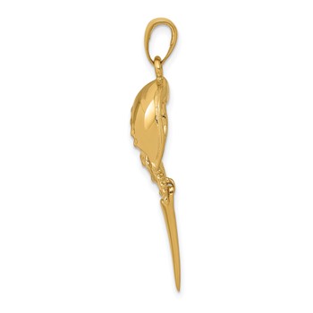 14k Polished Horseshoe Crab with Moveable Tail Pendant — alternate view