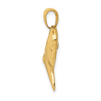 14K Solid Polished 3-D Shark Tooth Pendant — alternate view