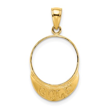 14K Solid Polished 3-D Golf Visor Charm