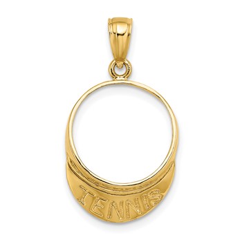 14K Solid Polished 3-D Tennis Visor Charm
