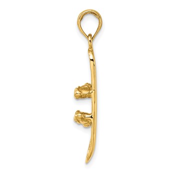 14K Solid Polished 3-D Snowboard Charm — alternate view