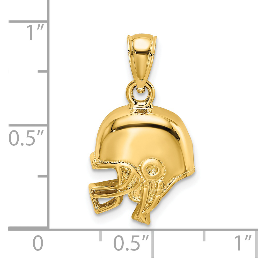 Open-Backed Football Helmet Pendant Charm Real 14k Yellow Gold 18.8x14.1mm detailed image 3
