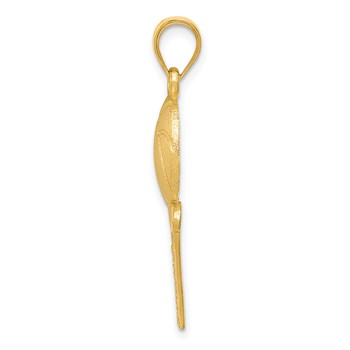 14K Satin Diamond-Cut Basketball and Net Pendant — alternate view