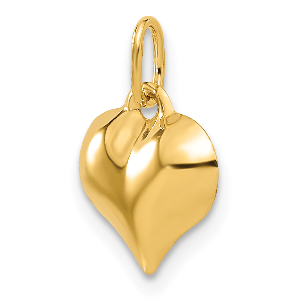 3-D Puffed Heart Charm Pendant 14k Yellow Gold 15x11mm 3D product image view 5