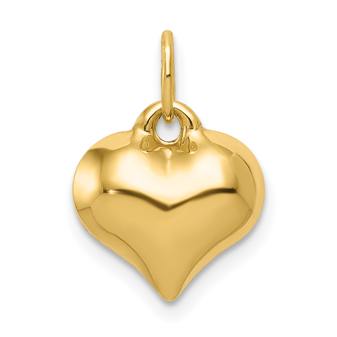 3-D Puffed Heart Charm Pendant 14k Yellow Gold 15x11mm 3D main product image