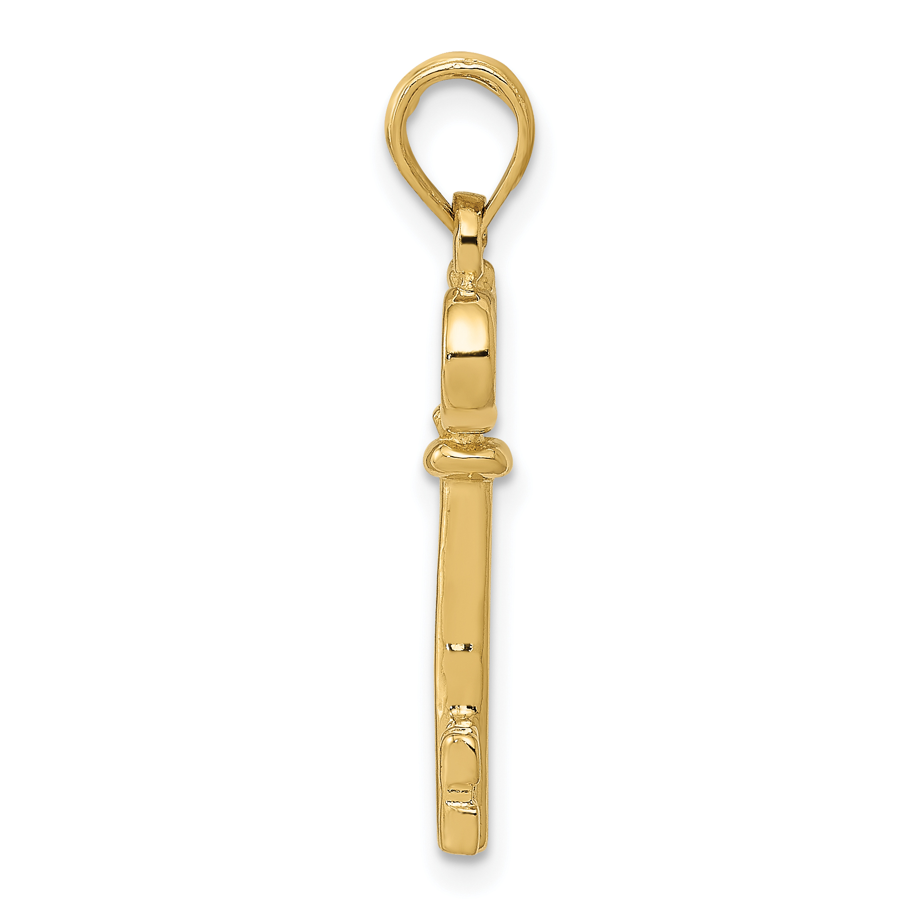 3-D Key Charm Pendant 14k Yellow Gold 26x8mm Symbols Solid detailed image 2