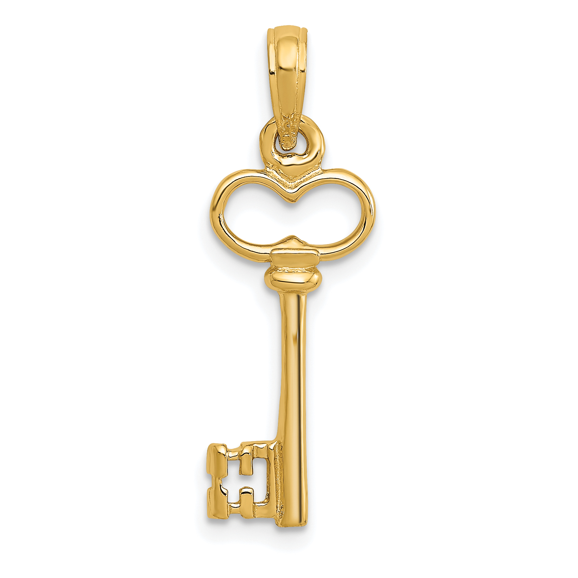 3-D Key Charm Pendant 14k Yellow Gold 26x8mm Symbols Solid detailed image 3