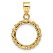 Image of Wideband Distinguished Coin Jewelry 14k Polished Rope 13.0mm Prong Coin Bezel Pendant