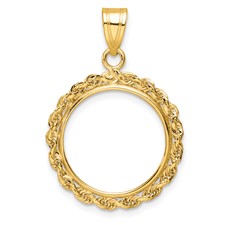 Image of Wideband Distinguished Coin Jewelry 10k Polished Rope 16.5mm Prong Coin Bezel Pendant