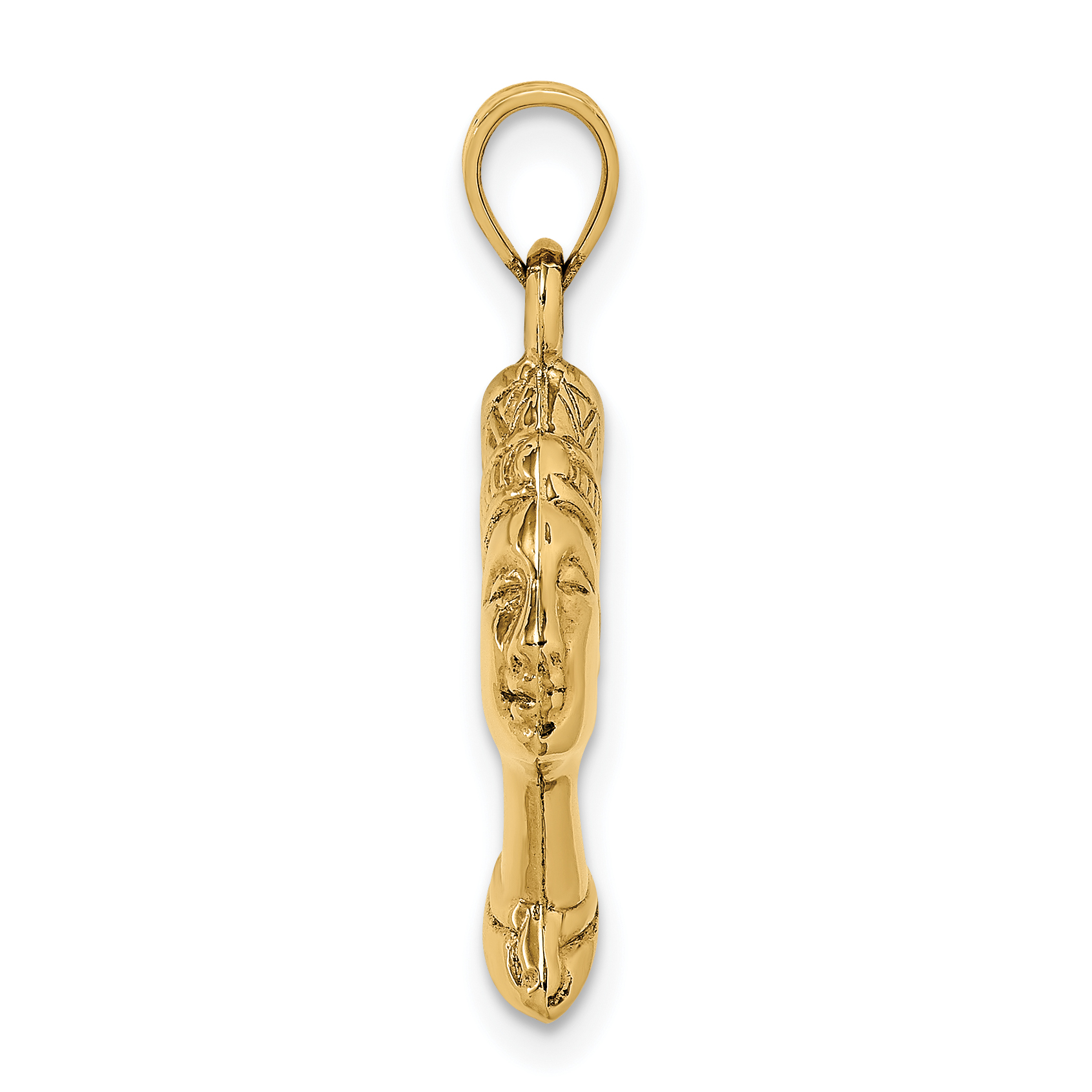 3-D Nefertiti Charm Pendant 14k Yellow Gold 26x14mm 3D detailed image 2