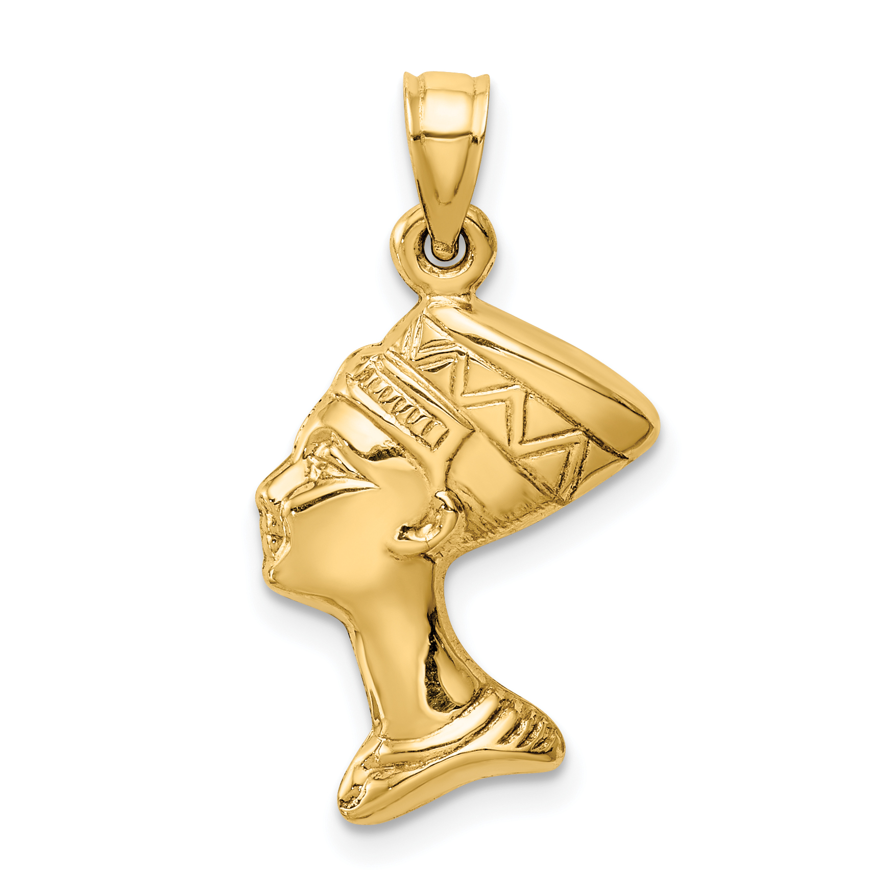 3-D Nefertiti Charm Pendant 14k Yellow Gold 26x14mm 3D detailed image 3