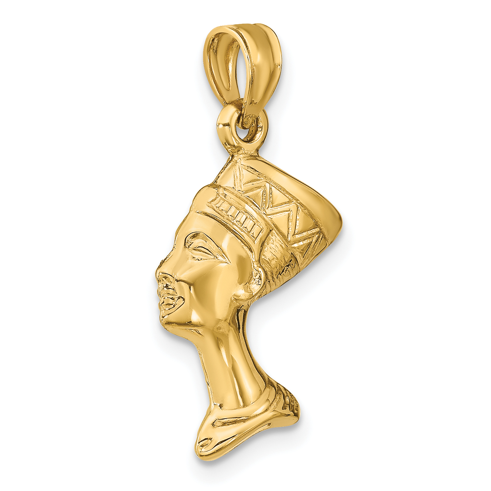 3-D Nefertiti Charm Pendant 14k Yellow Gold 26x14mm 3D detailed image 4